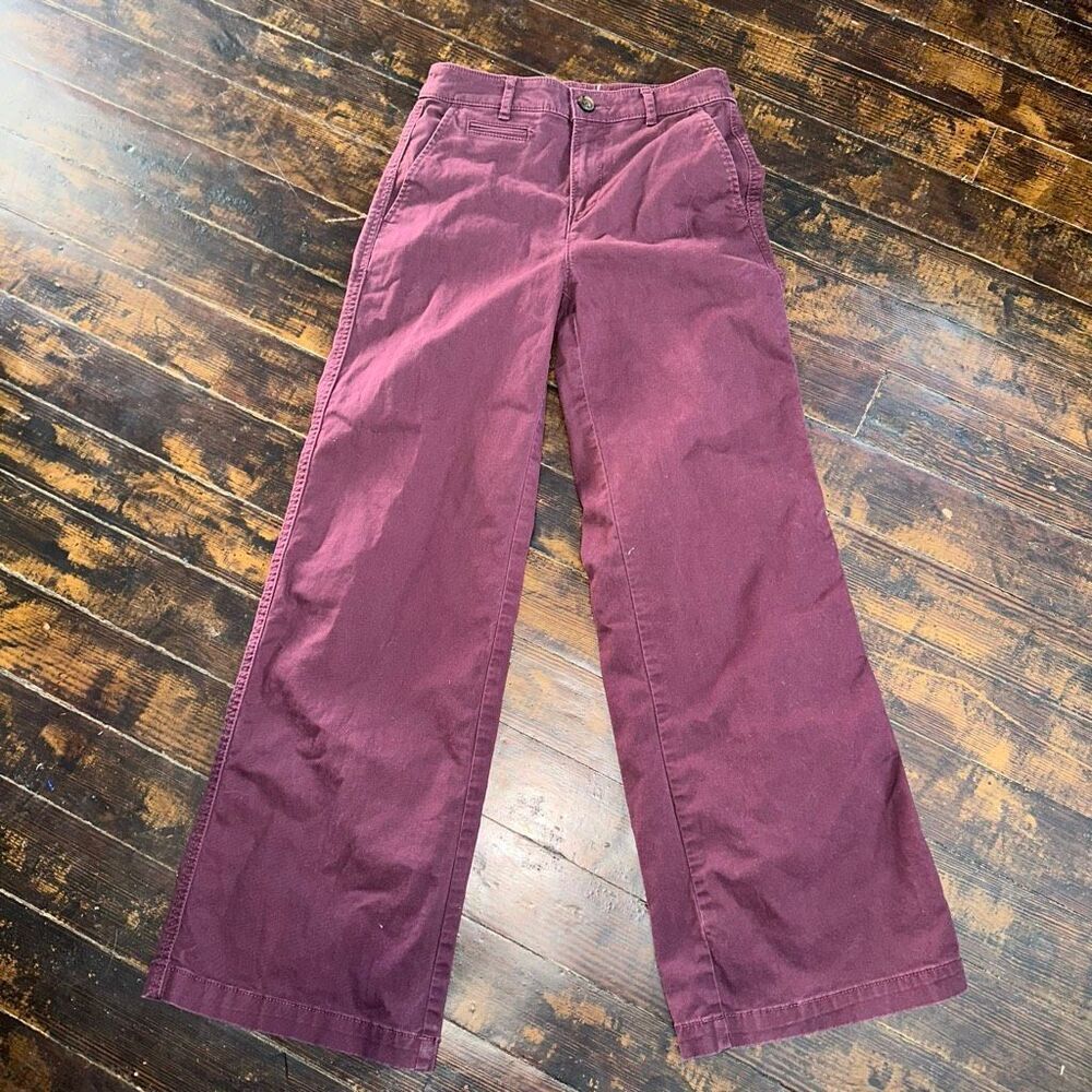 Loft burgundy Monroe Wide leg 00 business casual pants